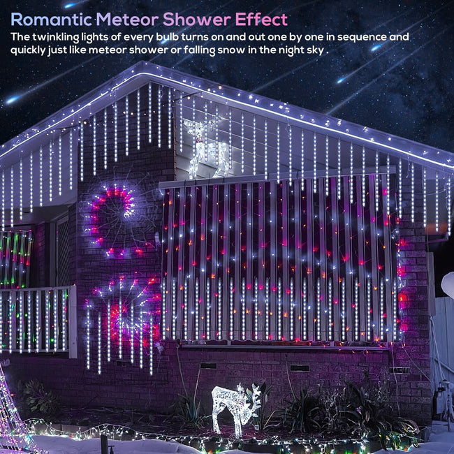 288 LED Solar Lights Meteor Shower Rain Tree String Light Outdoor Garden Party