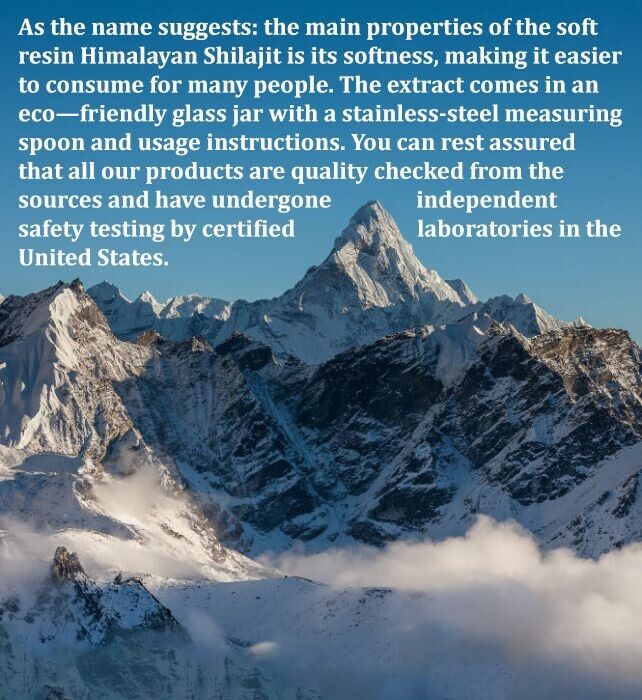 Pure 100% Himalayan Shilajit, Soft Resin, Organic, Extremely Potent, Fulvic Acid