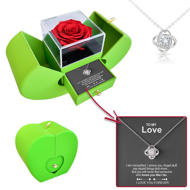 White Gold Necklace - With Real Rose - To My Love