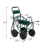 4 Wheels Portable Garden Hose Reel Cart with Storage Basket Water Hose Holder US